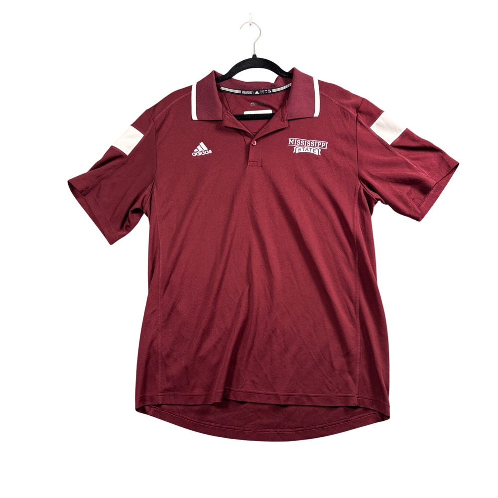 Adidas‎ Climalite Polo Mens Large Maroon Mississippi State Bulldogs NCAA Golf